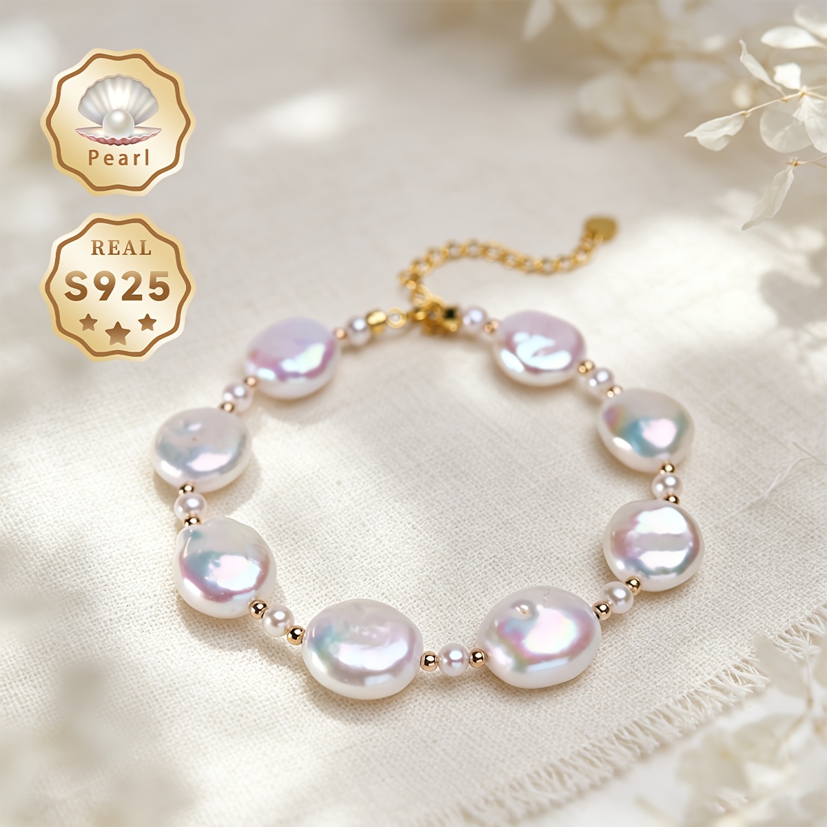 Women's Freshwater Pearls Bracelet in S925 Silver